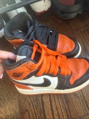 Nike Kids Orange, Black & White High-Top Sneakers